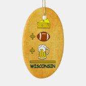 Bier plus Football plus kaas Gelijken Wisconsin Keramisch Ornament (Rechts)