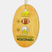 Bier plus Football plus kaas Gelijken Wisconsin Keramisch Ornament (Links)
