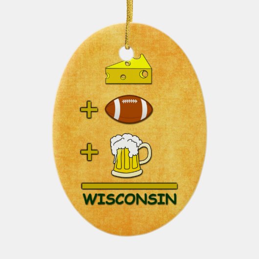 Bier plus Football plus kaas Gelijken Wisconsin Keramisch Ornament (Voorkant)