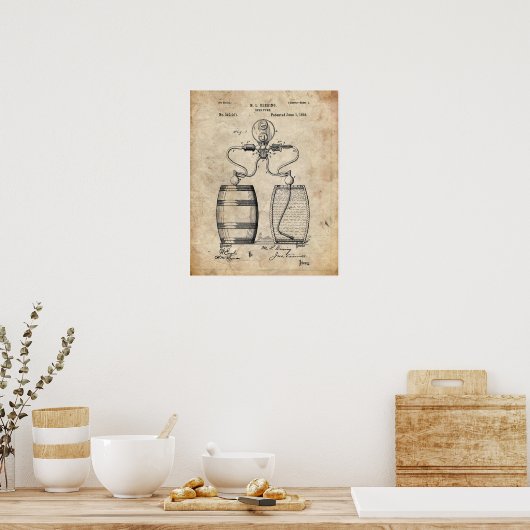 Bier Pomp Patent Poster (Keuken)