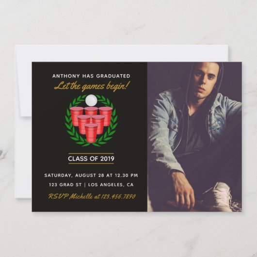 Bier Pong Afstuderen feest voeg foto toe Kaart (Voorkant)