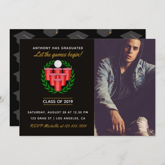 Bier Pong Afstuderen feest voeg foto toe Kaart (Voorkant / Achterkant)