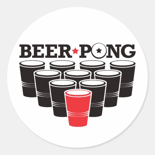 Bier Pong Basic - Rood Ronde Sticker (Voorkant)
