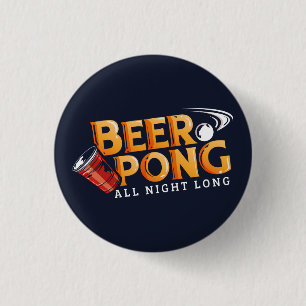 Bier Pong de hele nacht van de zomer Ronde Button 3,2 Cm