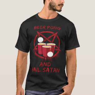 Bier Pong en Hail Satan T-shirt