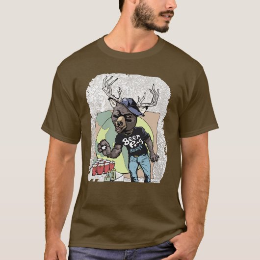 Bier? Pong Funny Beer Deer Hybrid T-shirt (Voorkant)