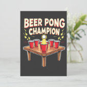 Bier Pong Kampioen Ping Pong Drinken Kaart (Staand voorkant)