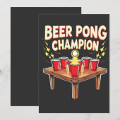 Bier Pong Kampioen Ping Pong Drinken Kaart (Voorkant / Achterkant)