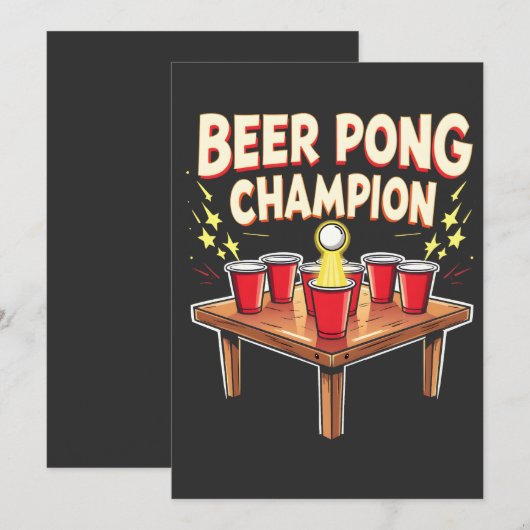 Bier Pong Kampioen Ping Pong Drinken Kaart (Voorkant / Achterkant)