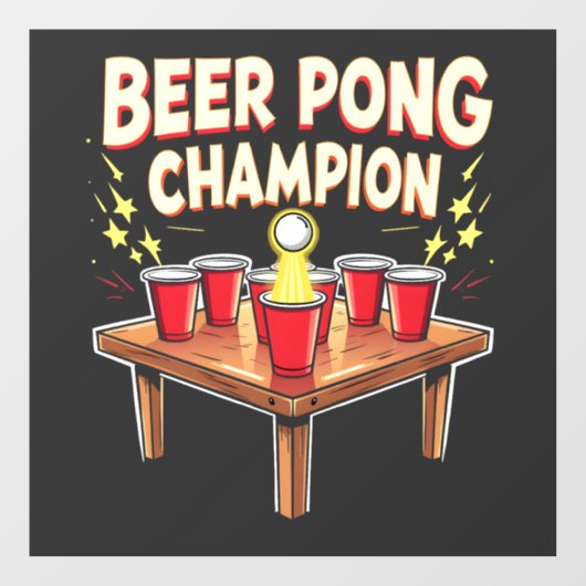 Bier Pong Kampioen Ping Pong Drinken Raamsticker (Vel)