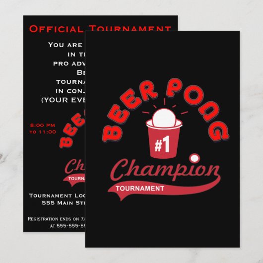 Bier Pong Toernooi (Party) Kaart (Voorkant / Achterkant)