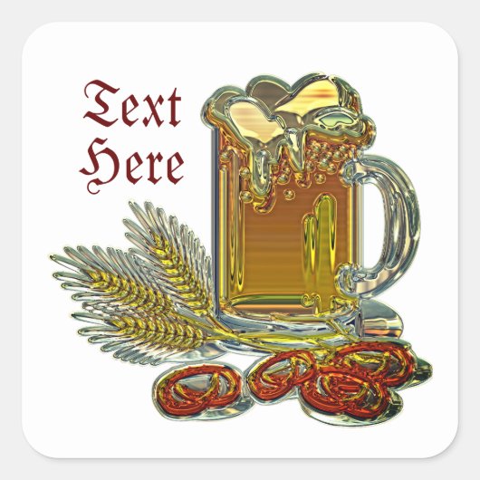 Bier pretzel oktoberfest pub bar herfst vierkante sticker (Voorkant)