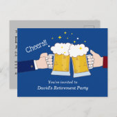 bier, proost, volwassenen pensioenfeest uitnodiging briefkaart (Voorkant / Achterkant)