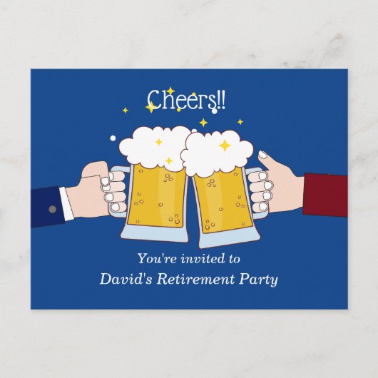 bier, proost, volwassenenpensioenfeest uitnodiging briefkaart (Voorkant)