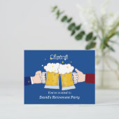 bier, proost, volwassenenpensioenfeest uitnodiging briefkaart (Staand voorkant)