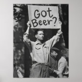 Bier Protest Muurkunst, Heb Bier_ Zwart en Wit Poster (Voorkant)