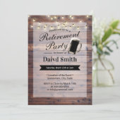 Bier Retirement Party String Lights Rustisch Hout Kaart (Staand voorkant)