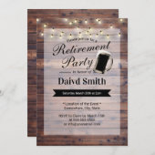 Bier Retirement Party String Lights Rustisch Hout Kaart (Voorkant / Achterkant)