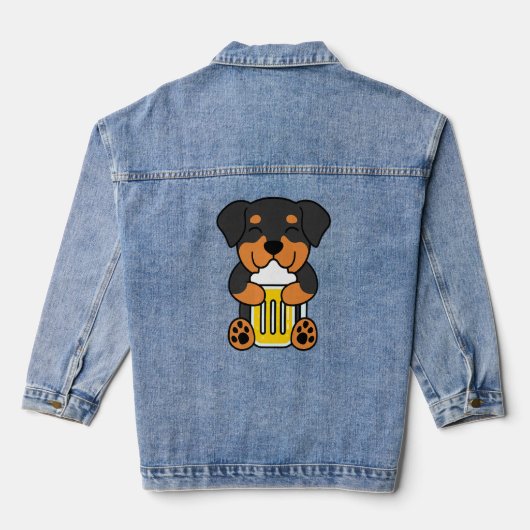 Bier Rottweiler Hond Denim Jacket (Achterkant)