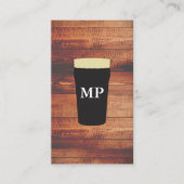 Bier Rustic Wood Square Element met Monogram Visitekaartje (Voorkant)