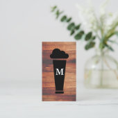 Bier Rustic Wood Square Element met Monogram Visitekaartje (Staand voorkant)