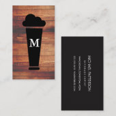 Bier Rustic Wood Square Element met Monogram Visitekaartje (Voorkant / Achterkant)