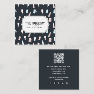 Bier Rustieke Handgetekende Bierbrouwerij QR-code Vierkante Visitekaartje