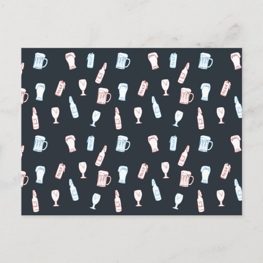 Bier Rustieke Handgetekende Whimsical Bier Feest T Briefkaart (Voorkant)