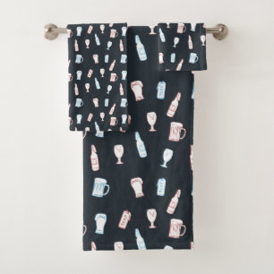 Bier Rustieke Handgetekende Whimsical Bier Man Cav Bad Handdoek
