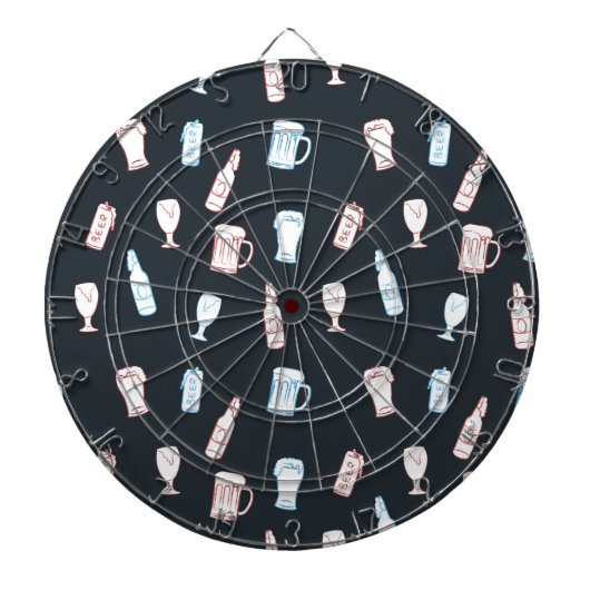 Bier Rustieke Handgetekende Whimsical Bier Man Cav Dartbord (Voorkant)