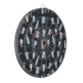 Bier Rustieke Handgetekende Whimsical Bier Man Cav Dartbord (Voorkant Links)