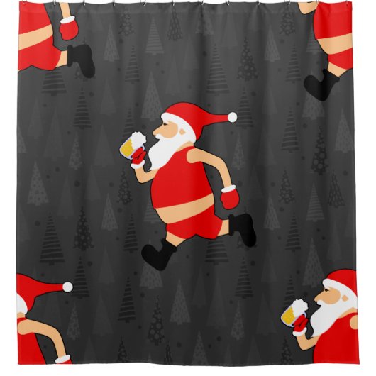 bier santa claus xmas douchegordijn (Voorkant)