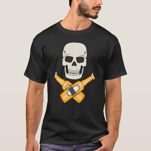 BIER schedel PIRATEN ONTWERP T-shirt (Voorkant)