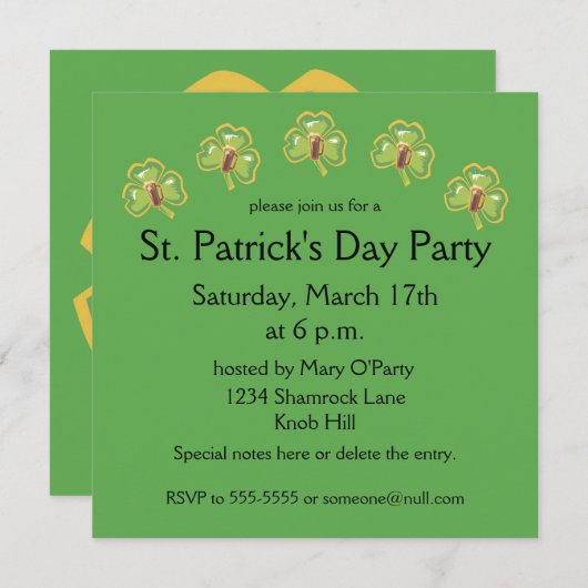 Bier & Shamrock uitnodiging (Voorkant / Achterkant)