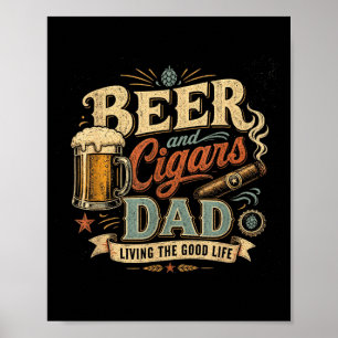 Bier sigaar liefhebber vader retro 70s vintage gra poster