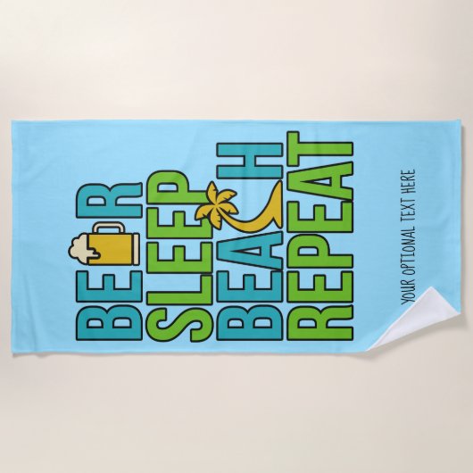 Bier - Slaap – Strand aangepaste tekst strandlaken (Voorkant)