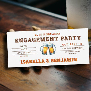 Bier Thema Brouwerij Fest Ticket Engagement Party Kaart