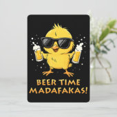Bier Tijd Madafakas Grappige Meme Eend Gans Retro Kaart (Staand voorkant)
