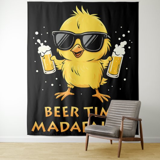 Bier Tijd Madafakas Grappige Meme Eend Gans Retro Wandkleed (In situ)