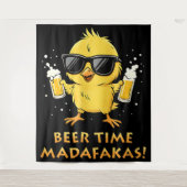 Bier Tijd Madafakas Grappige Meme Eend Gans Retro Wandkleed (Voorkant)
