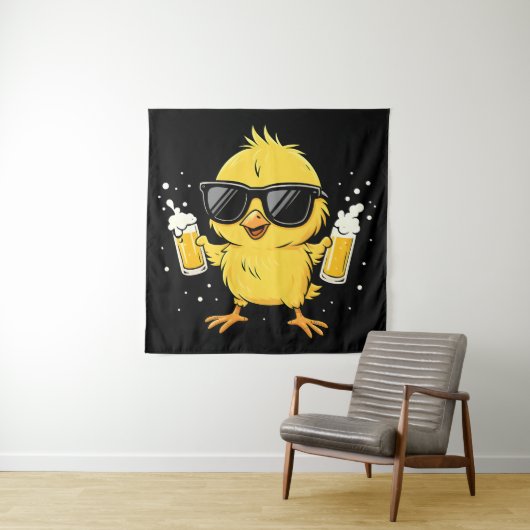 Bier Tijd Madafakas Grappige Meme Eend Gans Retro Wandkleed (In situ)