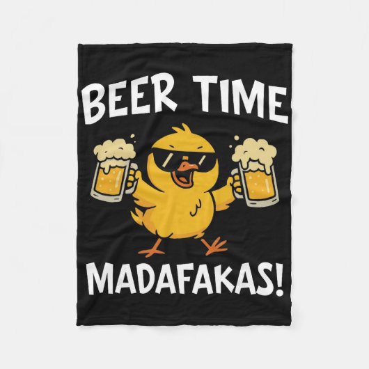 Bier Tijd Madafakas Grappige Meme Eend Met Bier Ch Fleece Deken (Voorkant)