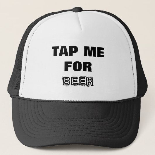 Bier. Tik op voor Bier. Zwart en wit Trucker Pet (Voorkant)