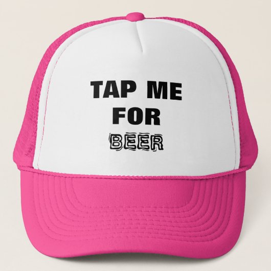 Bier. Tik op voor Bier. Zwart en wit Trucker Pet (Voorkant)