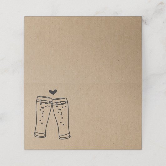 Bier Toast Gevouwen Tent Stijl Plaats Kaart Plaatskaartje (Buitenkant ongevouwen)