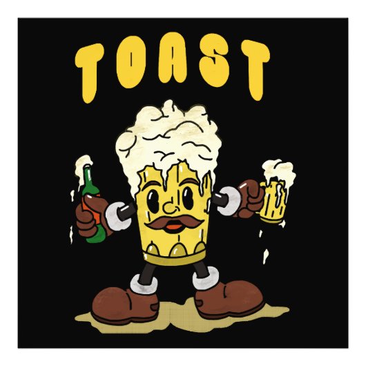 Bier Toast Mascotte Foto Afdruk (Voorkant)