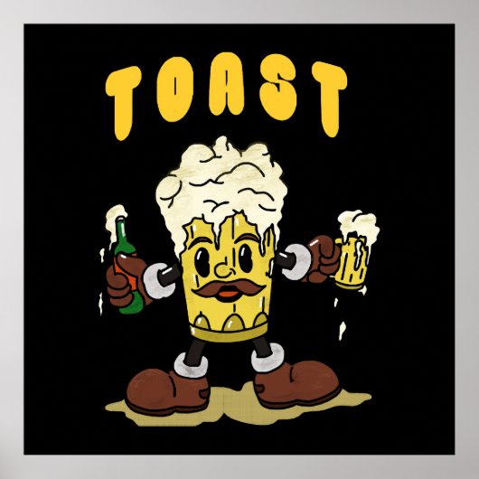 Bier Toast Mascotte Poster (Voorkant)