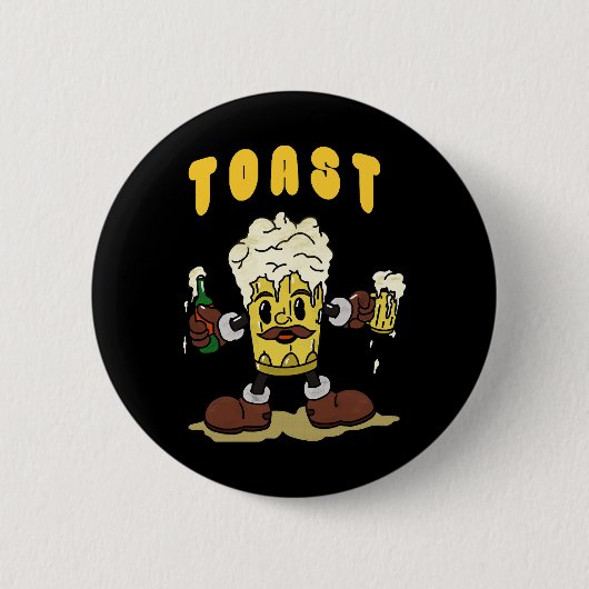 Bier Toast Mascotte Ronde Button 5,7 Cm (Voorkant)