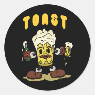 Bier Toast Mascotte Ronde Sticker