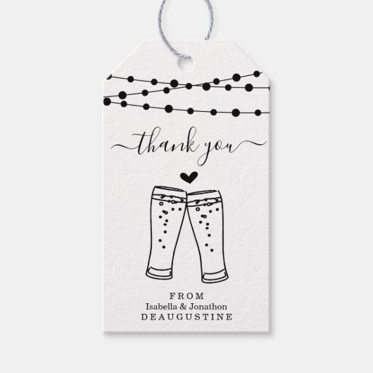 Bier Toast Wedding Hartelijk dank - Rustic Kraft Cadeaulabel (Voorkant)